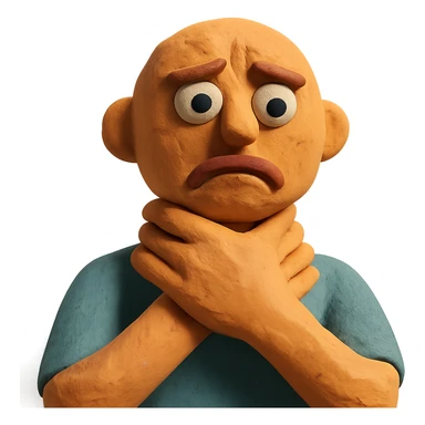 claymation style hands at throat sticker