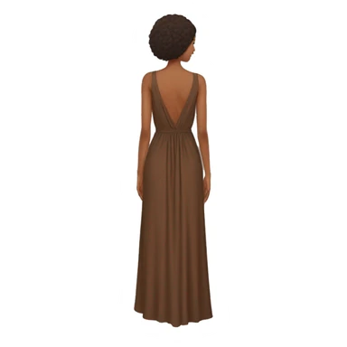 brown maxi dress with open back sticker