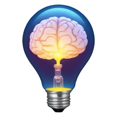 brain sparkles inside the light bulb sticker