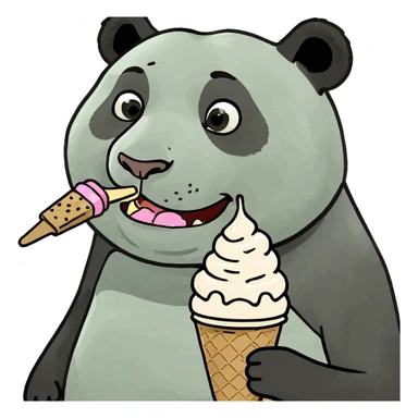 Panda eating ice cream sticker