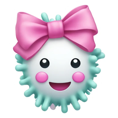 White bacteria smiling with pink bow  sticker