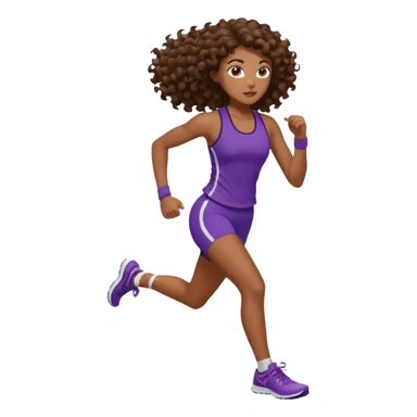 Treino de corrida feminino morena cacheada cabelos longos sticker