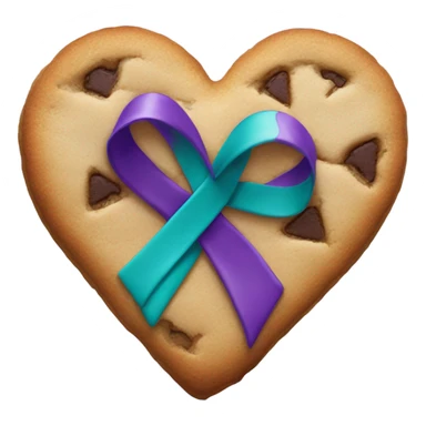 Cookie heart with teal purple awareness ribbon sticker
