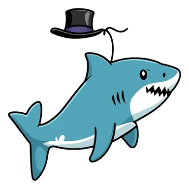 shark wearing a fancy black top hat sticker