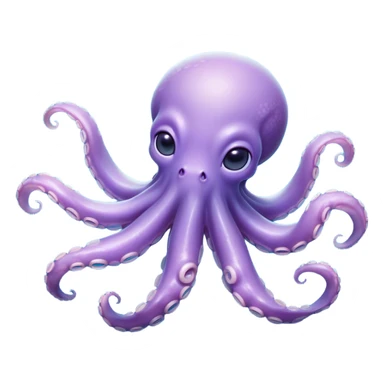 Meme-Worthy Floating Baby Octopus Portrait Emoji, Drifting gracefully in the water with soft, curled tentacles and a dreamy, weightless posture, showcasing a smooth, rounded light blue-purple body with mesmerizingly large, gentle eyes gazing into the abyss, Simplified yet poetically expressive features, highly detailed, glowing with a soft, celestial marine glow, high shine, quiet and mystical, stylized with an air of deep-sea serenity, soft glowing outline, capturing the essence of a tiny, peaceful cephalopod floating endlessly in the infinite beauty of the ocean depths! sticker