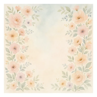 elegant floral backdrop decoration, pastel colors, watercolor style sticker