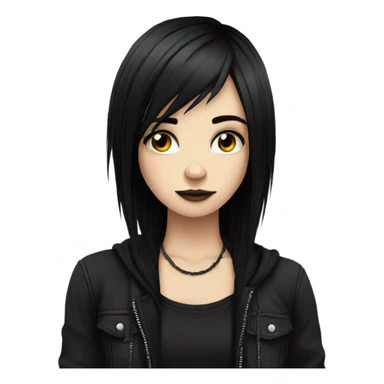emo girl with black hair and emo  sticker