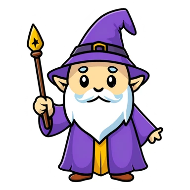 Wizard with pointy hat and magic wand sticker