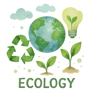 watercolor style ecology sticker