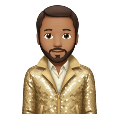 Marvin Gaye with dark brown hair, cream sequin outfit sticker