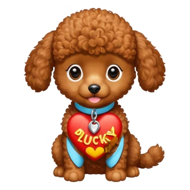 A face of red brown toy poodle puppy with “Good Luck Daddy” written under it  sticker