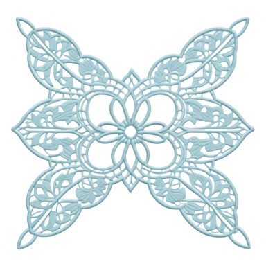 Lace making icon, partially finished lace with intricate patterns, shuttle and thread, delicate details, minimalistic style, clean lines, transparent background. sticker
