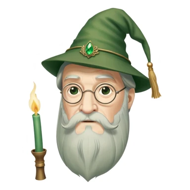 albus dumbledore from harry potter with green tasseled smoker hat and decorative motifs, without gem sticker