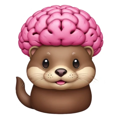 generate an otter with a very big  pink brain going out of the head sticker