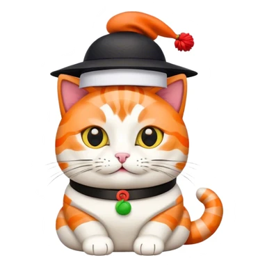 cat wearing a hat made out of sushi sticker