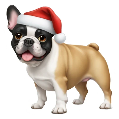 Black and tan French bulldog in Santa hat sticker