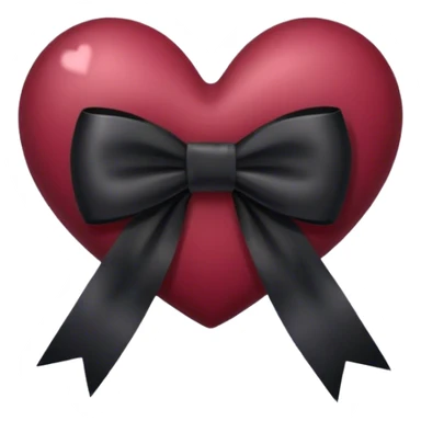burgundy  heart with black bow sticker