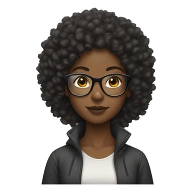 black girl with curly afro, clear glasses sticker