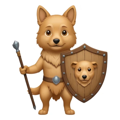 dog, ancient greece with only wooden shield sticker
