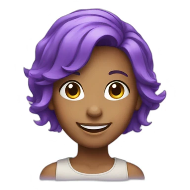 girl with purple hair smiling sticker
