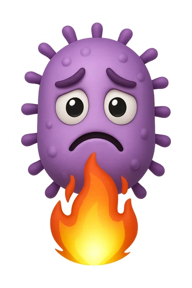 EMOJI STILE IPHONE 3D DI BATTERI INTESTINALI 3D CON ESPRESSIONE TRISTE  IN VOLTO MENTRE SOTTO DI LORO BRUCIA UNA FIAMMA, FAGLI ANCHE LA PARTE BIANCA DEGLI OCCHI, NON SOLO LA PUPILLA sticker