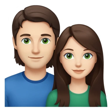 “A Polaroid-style photo of a couple with a heart of a white woman with long brunette hair and blue eyes, and a white man with short brunette hair and green eyes.” sticker