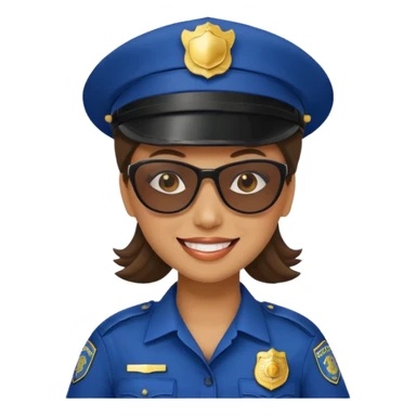 woman police with hair style and hats and sun glasses sticker