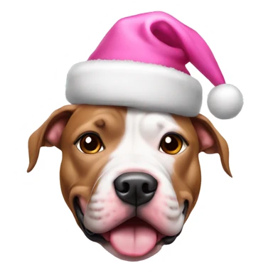 Pitbull wearing a pink Christmas hat  sticker