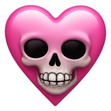 pink heart with skull on top sticker
