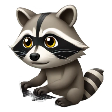 Raccoon coding on laptop sticker