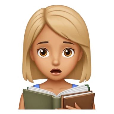 shoked girl with a notebook sticker