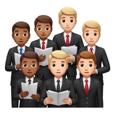 5 mens in business suits studying papers sticker