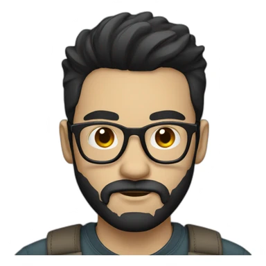 hipster with black hair, default user color, wearing a name badge sticker