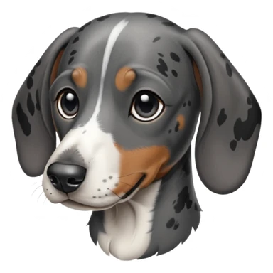 black white and gray brindle dachshund-great dane face sticker