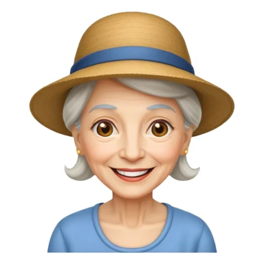 elderly woman with hat sticker