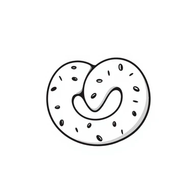 hand drawn doodle style simit, simple lines, black and white, minimal detail, isolated on white background sticker