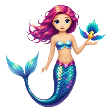 mermaid bird sticker