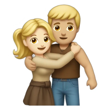 hug blonde woman and brown-haired man sticker