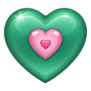emerald heart with one mini pink heart inside of it  sticker