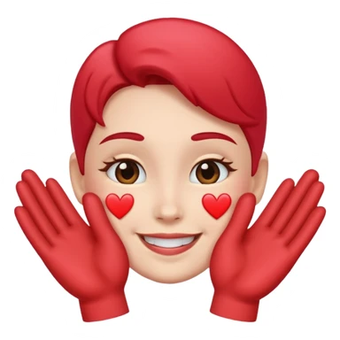 Kissing face with heart hands sticker