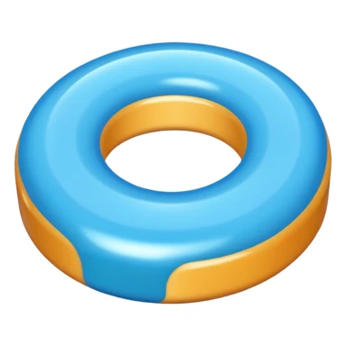 blue ringed-shaped candy with oval inside sticker