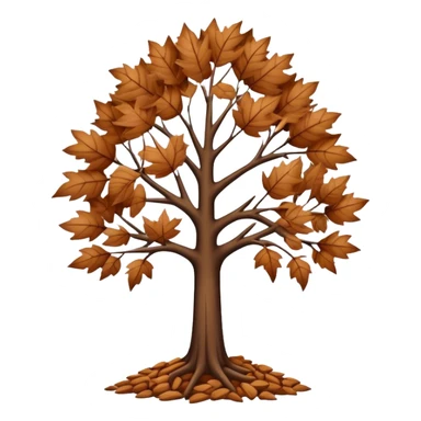 leafless tree with pile of leaves below preparing for winter sticker