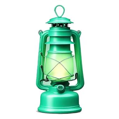 Realistic camping mint green lit camping lantern lisolated. sticker