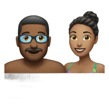 man and beautiful woman in swimming pool sticker