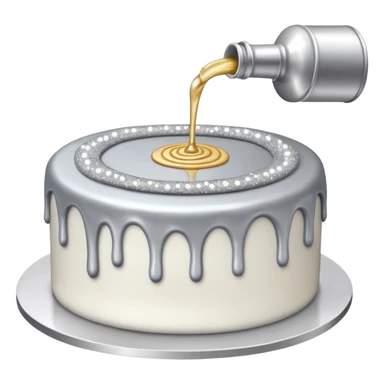 siler glitter being poured onto a cake  sticker