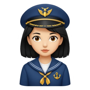 Girl sailor black hair tan skin navy with eyes dark brown sticker