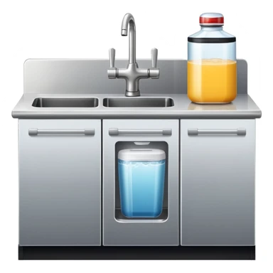 counter with beverage fridge and sink sticker