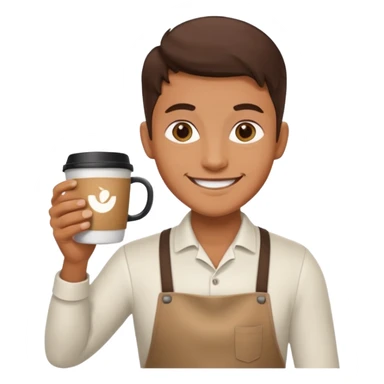 barista with one big cup of coffee sticker
