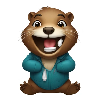 Beaver laughing with tears  sticker