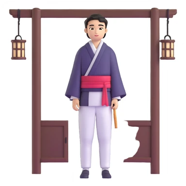 Japanese male high school student staying at traditional inn during school trip sticker